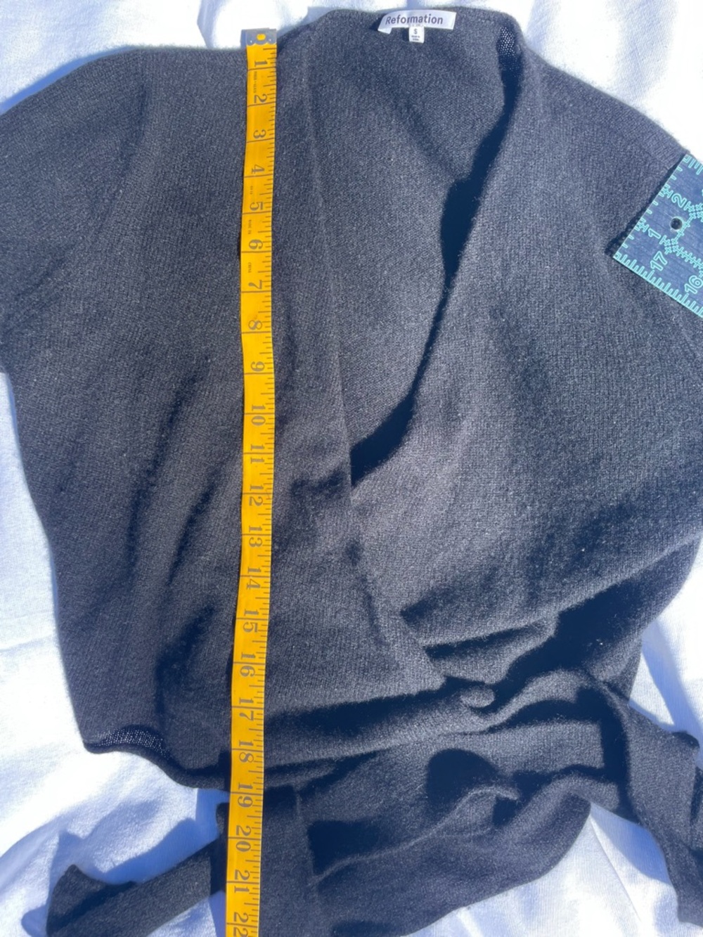 Reformation Cashmere Black Wrap Cardigan with Waist Tie - Picture 7 of 8